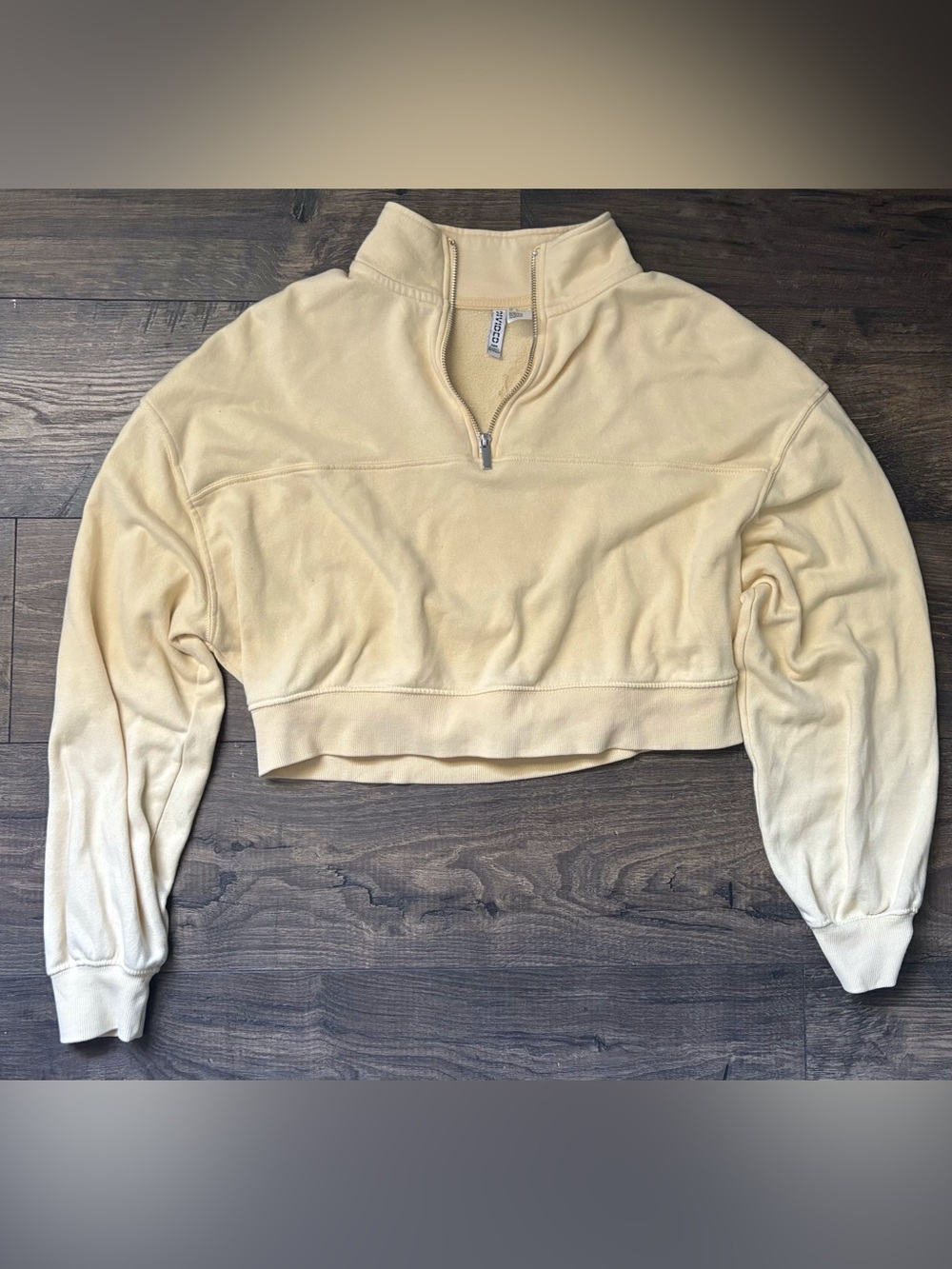 H&M Divided Basics Pale Butter Yellow Cropped Quarter-Zip Up